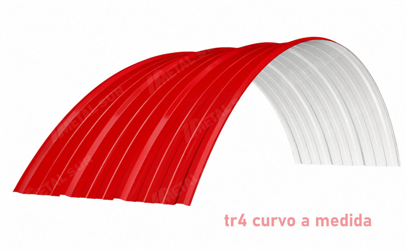 Aluzinc TR4 curvo a medida de color rojo