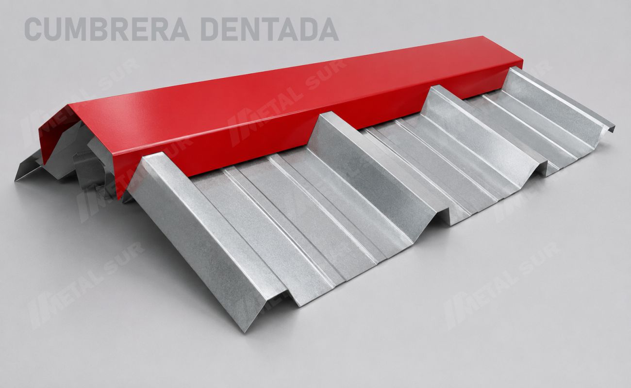 cumbrera dentada de Aluzinc compatible con perfiles TR4 o TR5