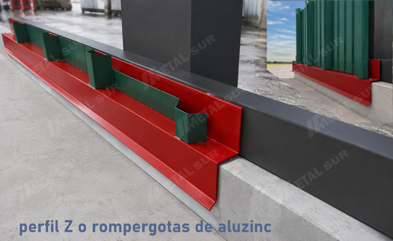 perfil Z y rompegotas de Aluzinc para bordes de cobertura