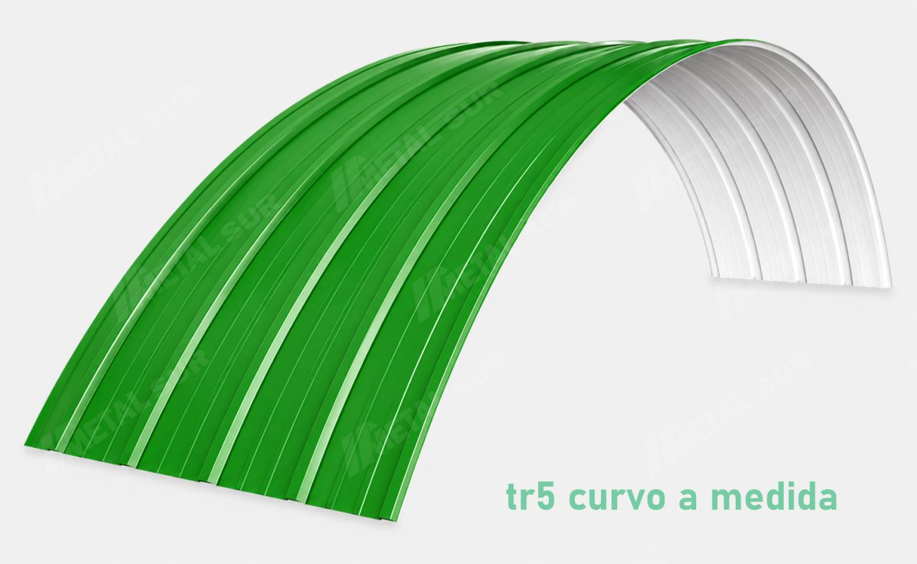 Perfil de Aluzinc TR5 curvo de color verde