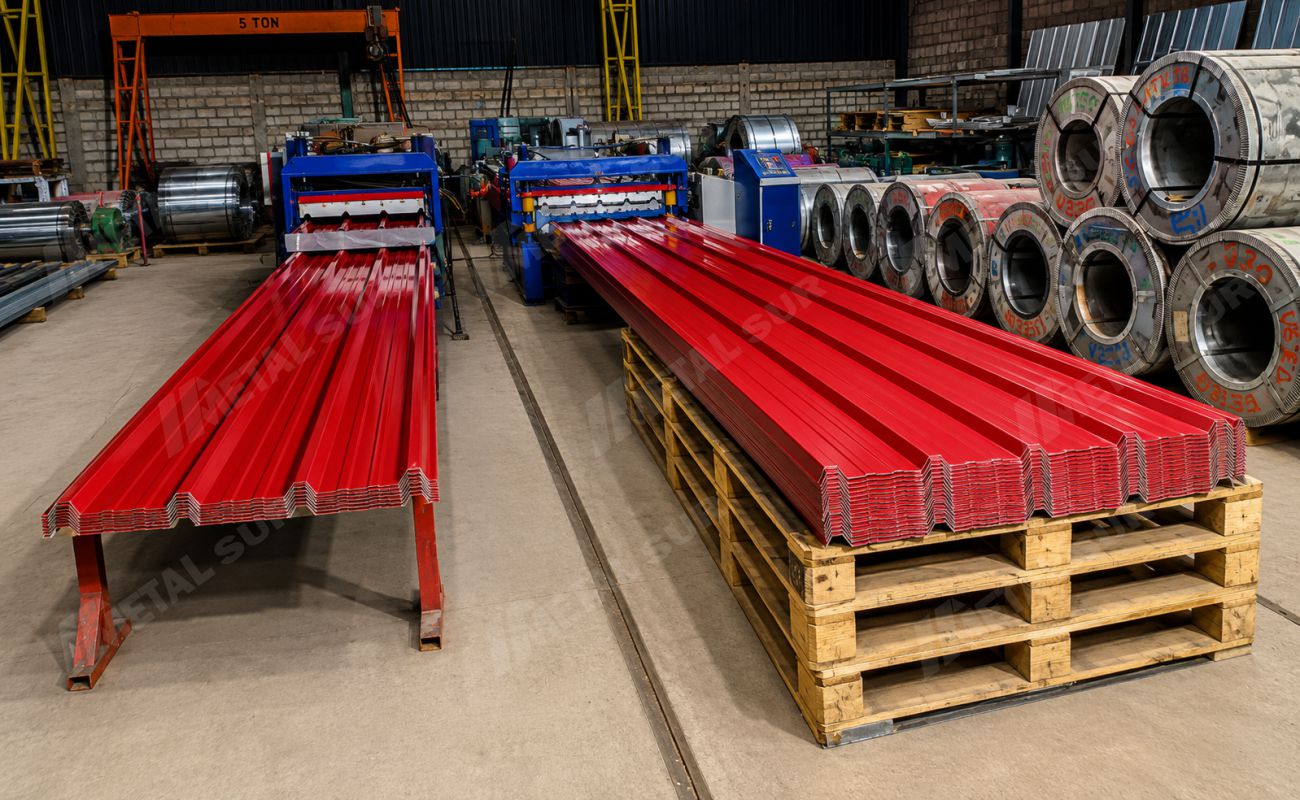 Planchas TR5 color rojo fabricadas en Arequipa